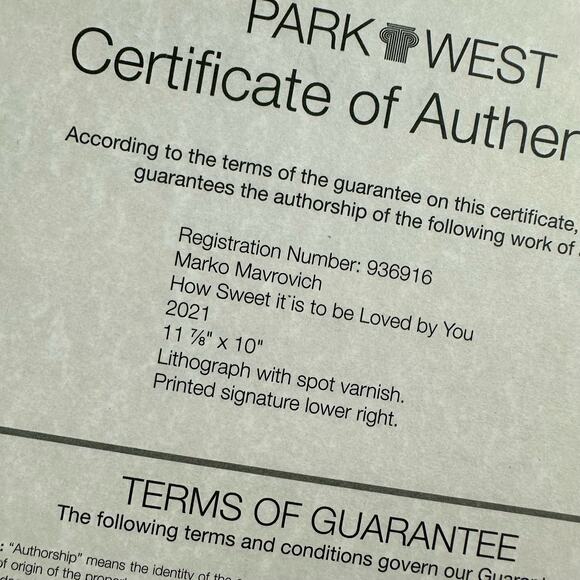 Marko Mavrovich How Sweet It Is To Be Loved By You 12"x10" Lithograph Print COA - Picture 4 of 4